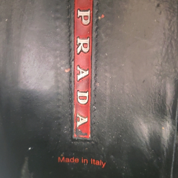 Prada Leather Canvas Nylon Black White Stripes Unisex Size 7 Size 4E - Picture 11 of 12